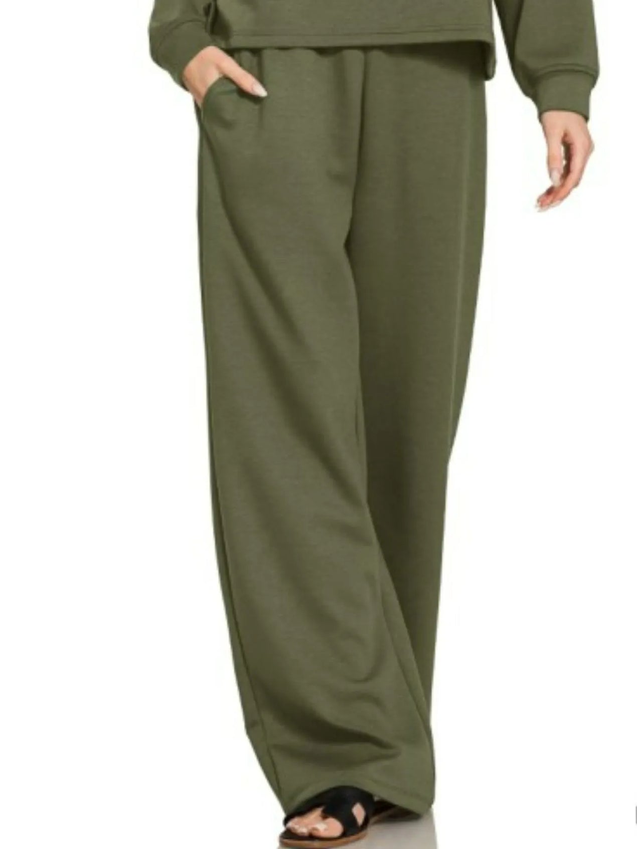 Zenana Scuba Crewneck Sweatshirt and Pants Set - SwagglyLife Home & Fashion